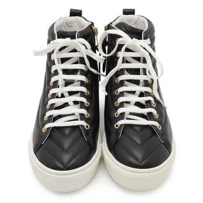 Louis Vuitton Stella Line Sneakers Logo Shoes High Cut Side Zip Leather Black