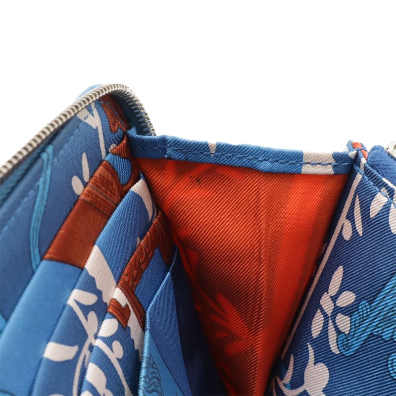 Hermes Azap Long Silk Inn Round Zipper Long Wallet Vaux Epson Leather Blue