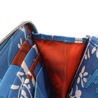 Hermes Azap Long Silk Inn Round Zipper Long Wallet Vaux Epson Leather Blue