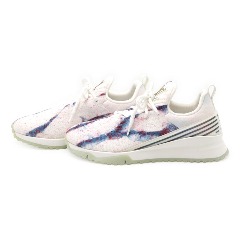Louis Vuitton Vnr Line Sneakers Fabric White Blue Pink #7 1 2 Size Approx 26cm