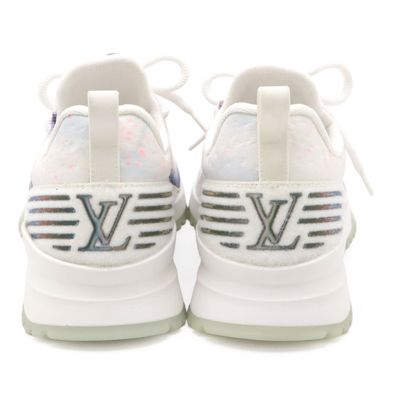 Louis Vuitton Vnr Line Sneakers Fabric White Blue Pink #7 1 2 Size Approx 26cm