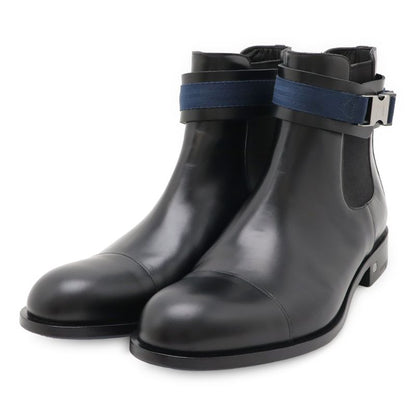 Louis Vuitton Ankle Belt Side Gore Short Boots Men's Black Blue #8 1 2 27.5cm