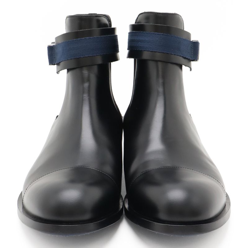 Louis Vuitton Ankle Belt Side Gore Short Boots Men's Black Blue #8 1 2 27.5cm