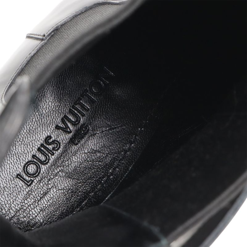 Louis Vuitton Ankle Belt Side Gore Short Boots Men's Black Blue #8 1 2 27.5cm