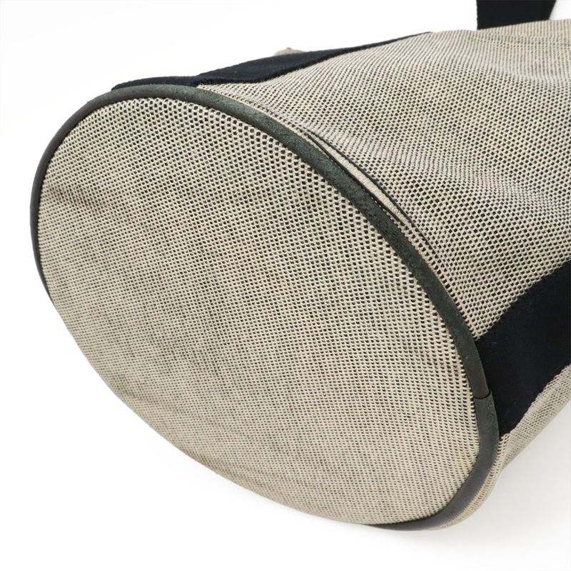 Hermes Saxo MM Handbag Toile Ashe Beige Black Silver Hardware