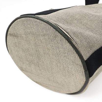 Hermes Saxo MM Handbag Toile Ashe Beige Black Silver Hardware