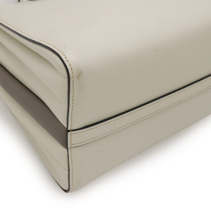 Prada Bibliotheque Tote Bag Shoulder Bag 2way City Calf Leather Talco Off White