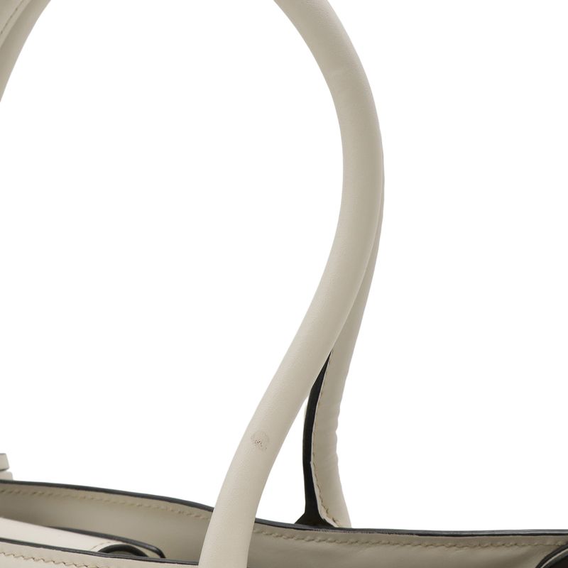 Prada Bibliotheque Tote Bag Shoulder Bag 2way City Calf Leather Talco Off White