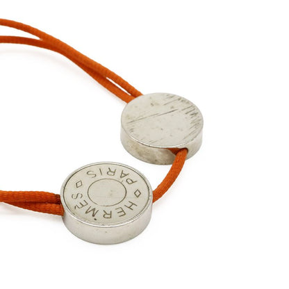 Hermes Serie Cord Bracelet Cotton Cord Orange Silver Hardware