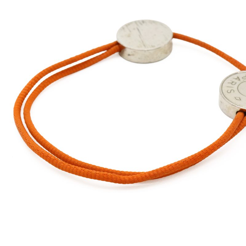 Hermes Serie Cord Bracelet Cotton Cord Orange Silver Hardware