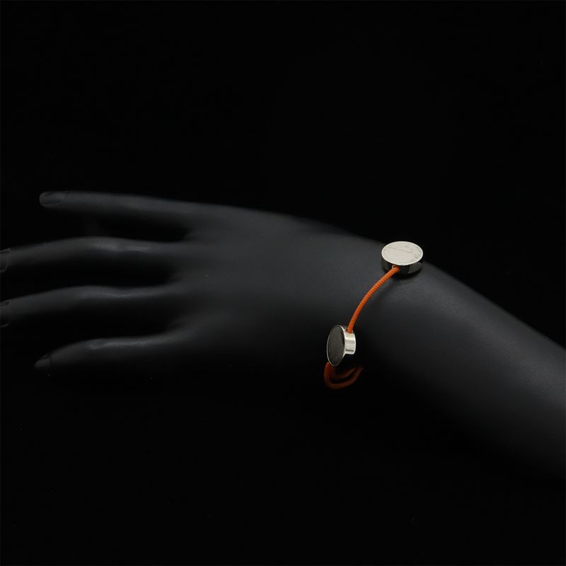 Hermes Serie Cord Bracelet Cotton Cord Orange Silver Hardware
