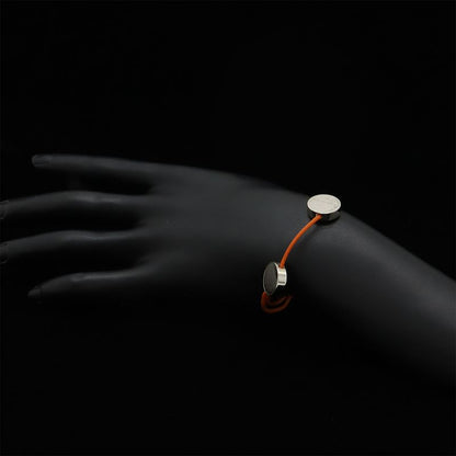 Hermes Serie Cord Bracelet Cotton Cord Orange Silver Hardware