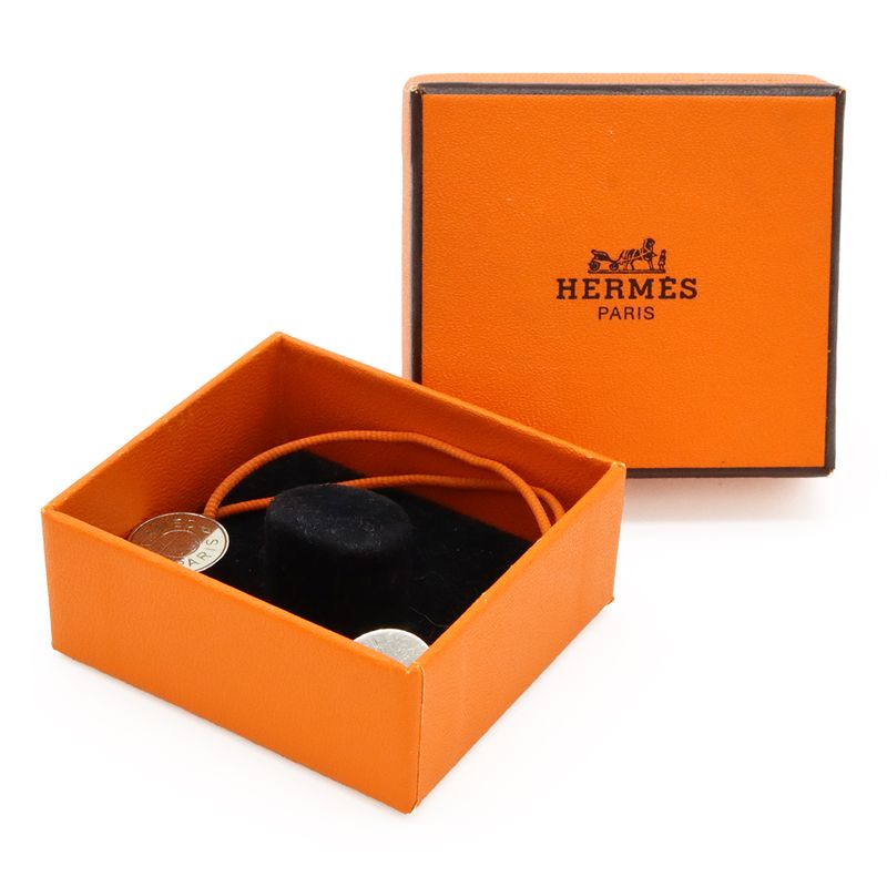 Hermes Serie Cord Bracelet Cotton Cord Orange Silver Hardware