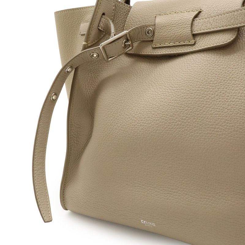 Celine Big Bag Small Handbag 2way Shoulder Bag Crossbody Leather Glazed Silver