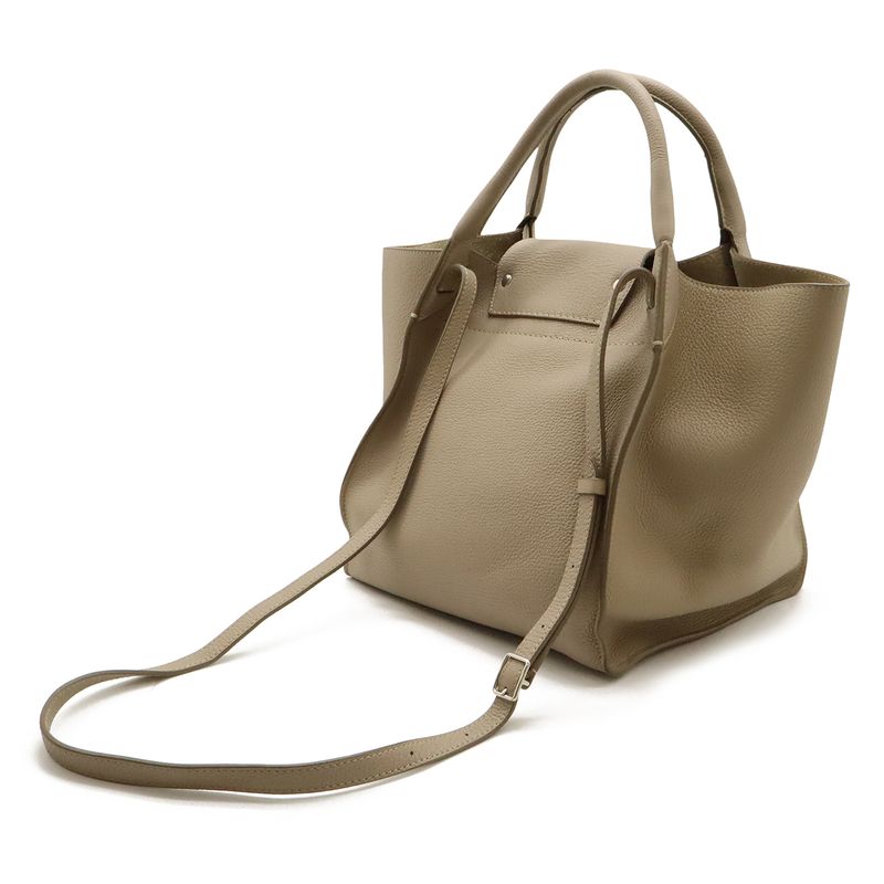 Celine Big Bag Small Handbag 2way Shoulder Bag Crossbody Leather Glazed Silver