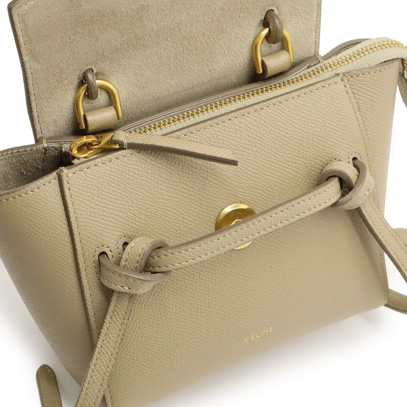 Celine Pico Belt Bag Handbag Mini Bag 2way Shoulder Bag Shoulder Leather Sand