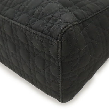 Christian Dior Lady Dior Cannage Handbag Tote Bag Nylon Black Gold Hardware