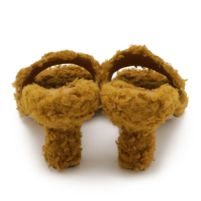 Gucci Adidas Collaboration GG Trefoil Logo Mules Sandals Mustard Fabric #37