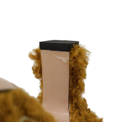 Gucci Adidas Collaboration GG Trefoil Logo Mules Sandals Mustard Fabric #37