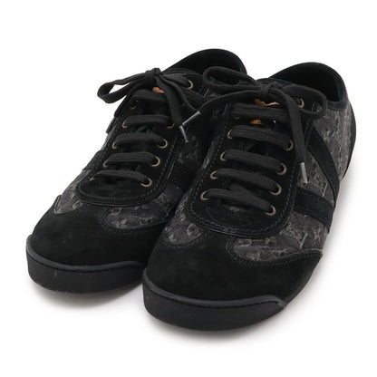 Louis Vuitton Monogram Denim Low Cut Sneakers Shoes Suede Black #6 1 2 Size
