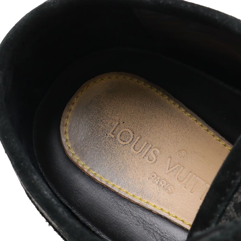 Louis Vuitton Monogram Denim Low Cut Sneakers Shoes Suede Black #6 1 2 Size