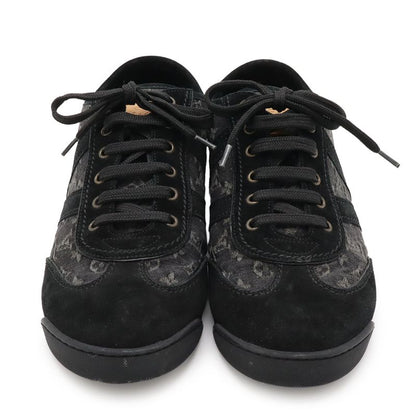 Louis Vuitton Monogram Denim Low Cut Sneakers Shoes Suede Black #6 1 2 Size
