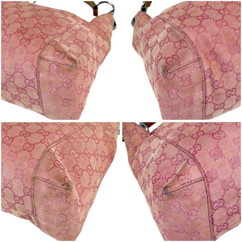 Gucci One Shoulder Bag GG Canvas Pink Hobo Soho 113023