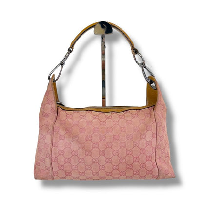 Gucci One Shoulder Bag GG Canvas Pink Hobo Soho 113023