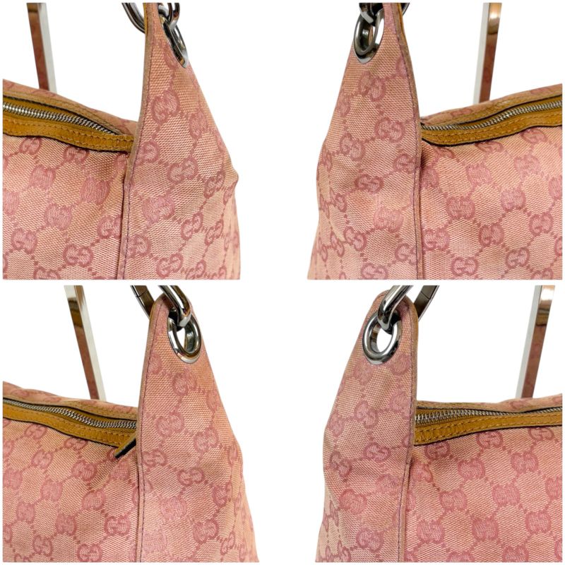 Gucci One Shoulder Bag GG Canvas Pink Hobo Soho 113023