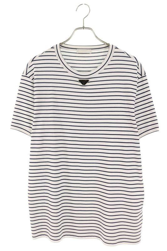 Prada Ujn824 S222 111l Triangle Logo Plate Striped T-Shirt Men's Xxxl
