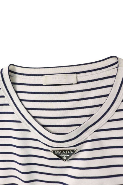 Prada Ujn824 S222 111l Triangle Logo Plate Striped T-Shirt Men's Xxxl