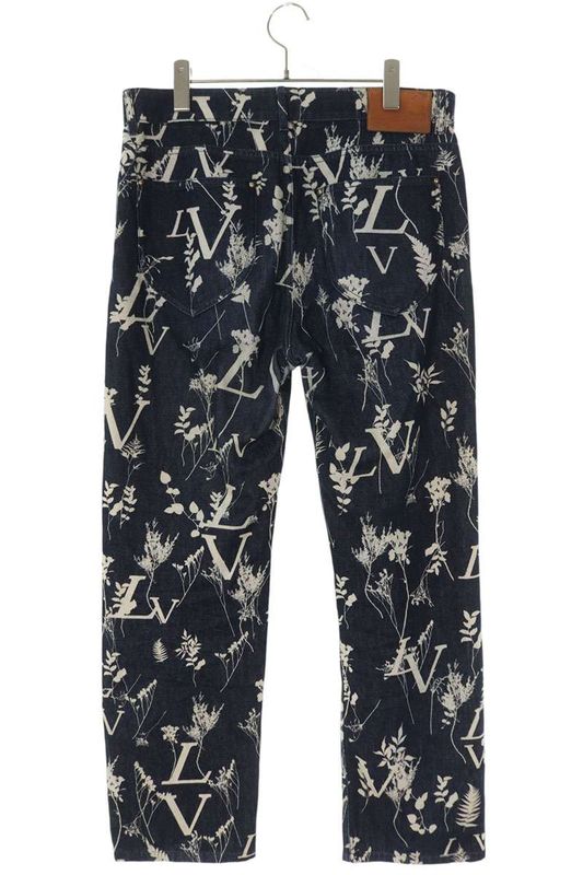 Louis Vuitton Hjd15wvfv LV Leaf All Over Pattern Denim Pants Men's 31
