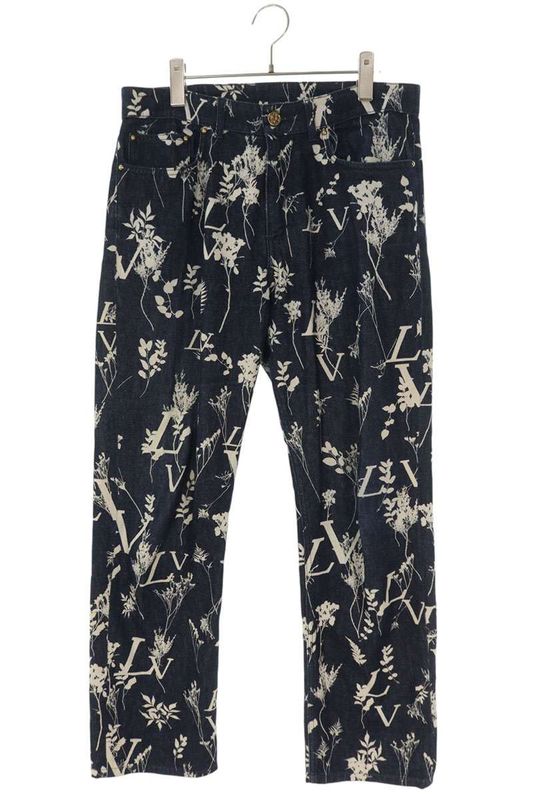 Louis Vuitton Hjd15wvfv LV Leaf All Over Pattern Denim Pants Men's 31