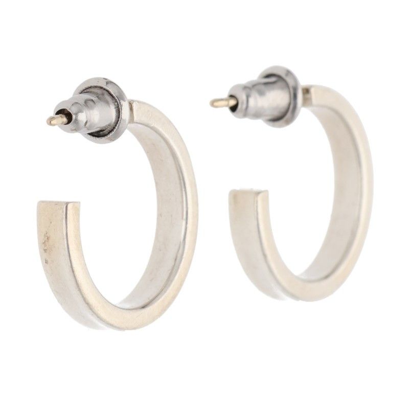 Tiffany & Co 1837 Narrow Silver Hoop Earrings Men's
