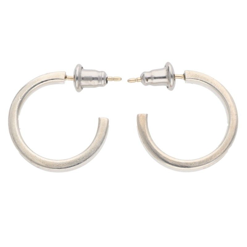 Tiffany & Co 1837 Narrow Silver Hoop Earrings Men's