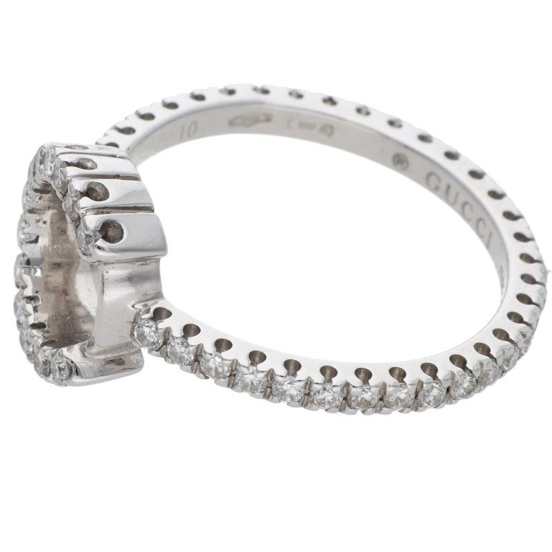 Gucci 18k White Gold Diamond Alphabet Ring Men's Size 10