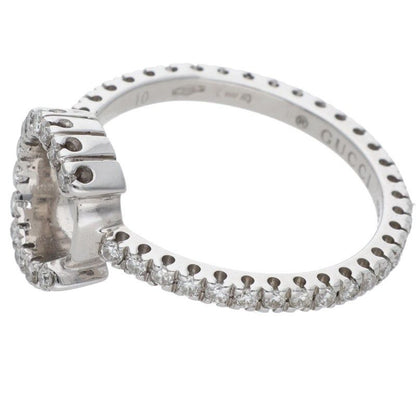 Gucci 18k White Gold Diamond Alphabet Ring Men's Size 10