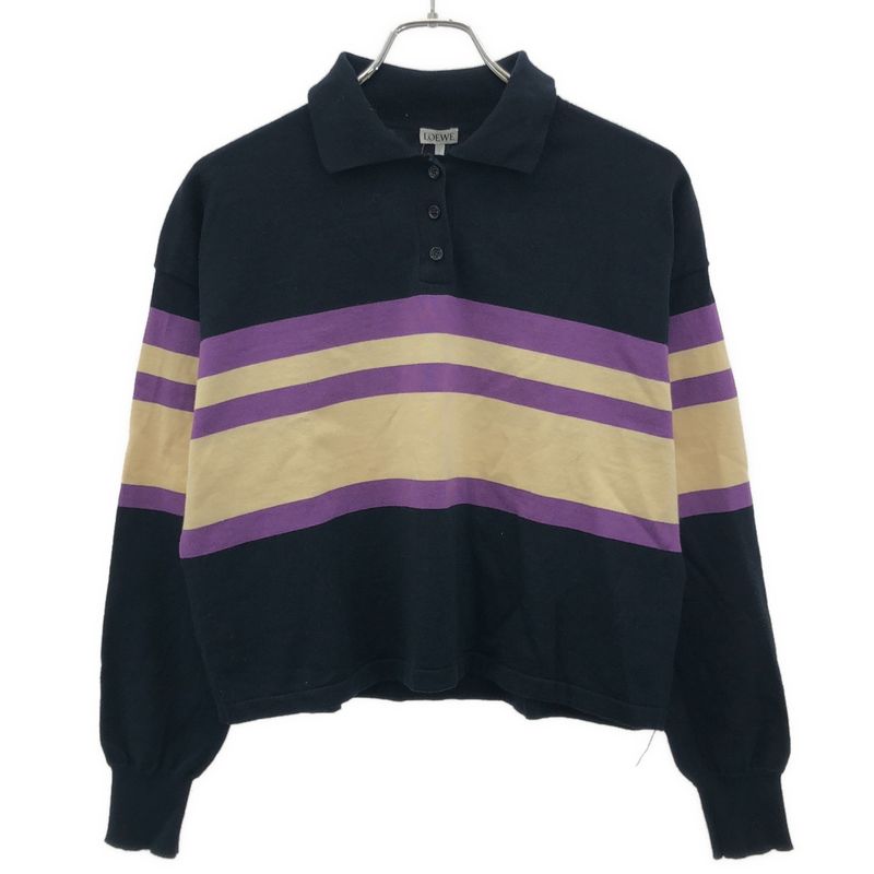 Loewe Striped Cotton Knit Polo Shirt S359y14kfq Black Purple S