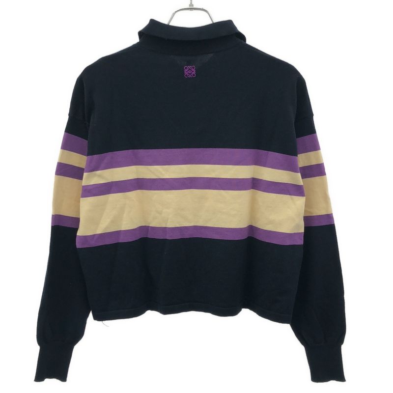 Loewe Striped Cotton Knit Polo Shirt S359y14kfq Black Purple S