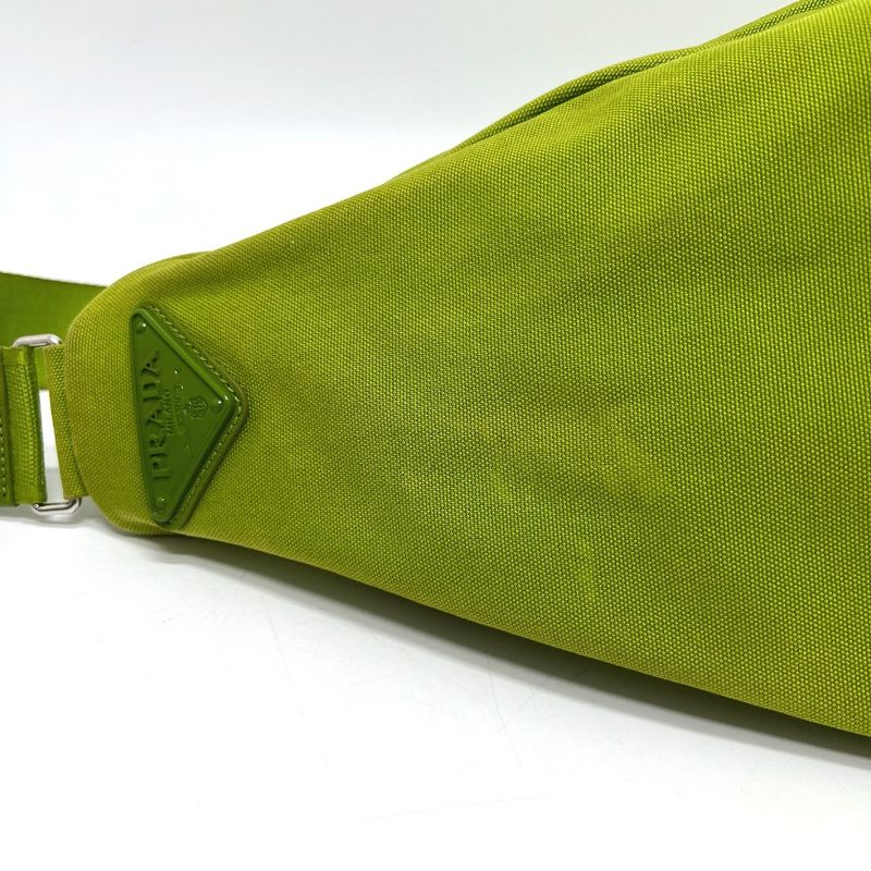 Prada Shoulder Bag Embossed Logo Triangle 2vy007 Canvas Green