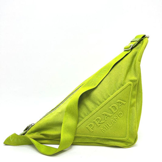 Prada Shoulder Bag Embossed Logo Triangle 2vy007 Canvas Green