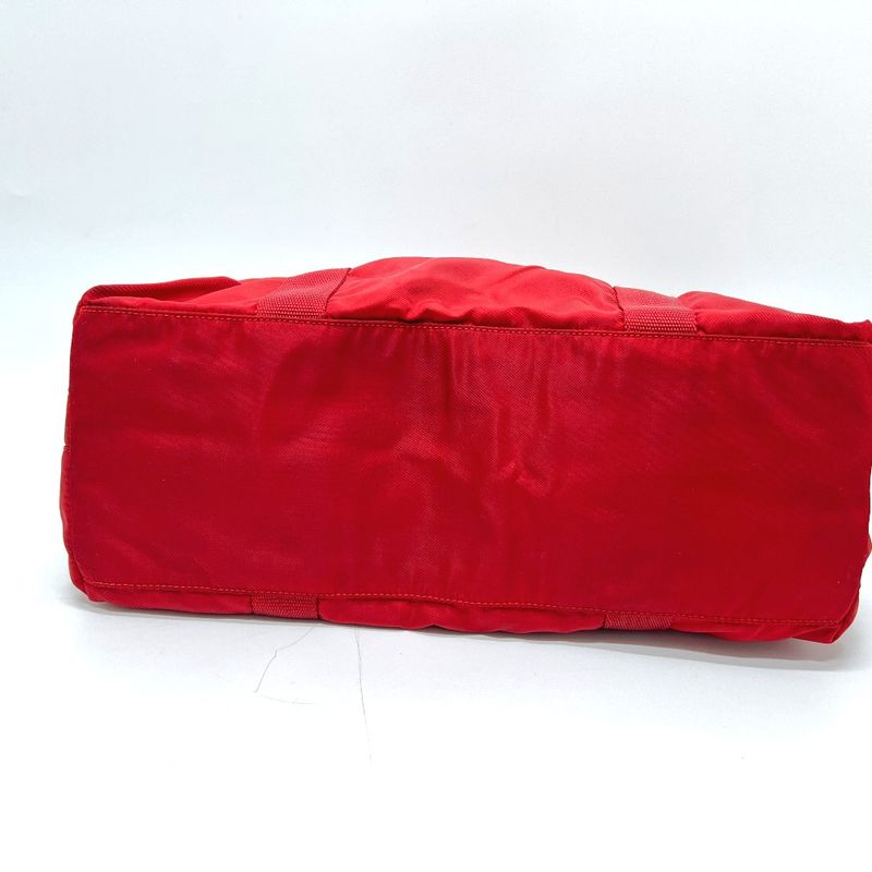 Prada Tote Bag Triangle Plate Nylon Red