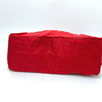 Prada Tote Bag Triangle Plate Nylon Red