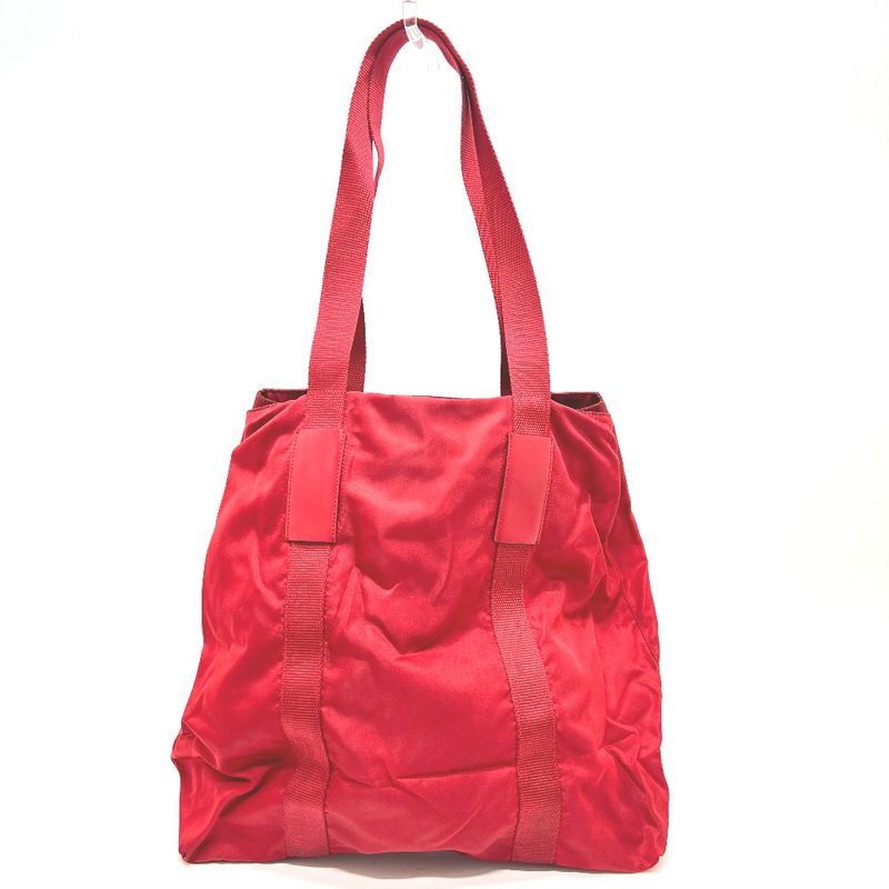 Prada Tote Bag Triangle Plate Nylon Red
