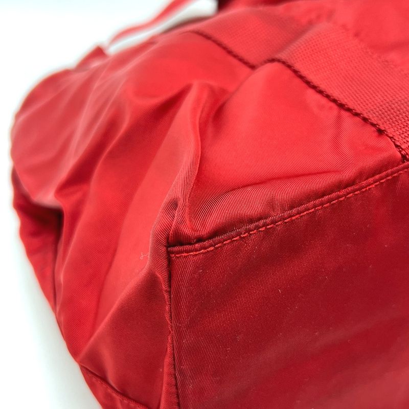 Prada Tote Bag Triangle Plate Nylon Red
