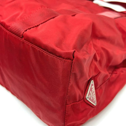 Prada Tote Bag Triangle Plate Nylon Red