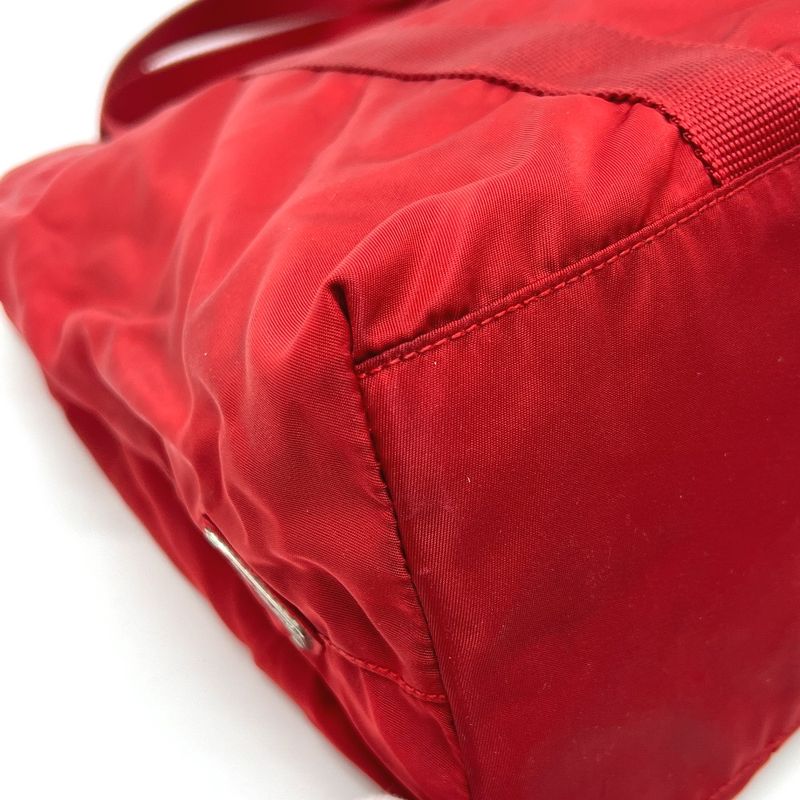 Prada Tote Bag Triangle Plate Nylon Red
