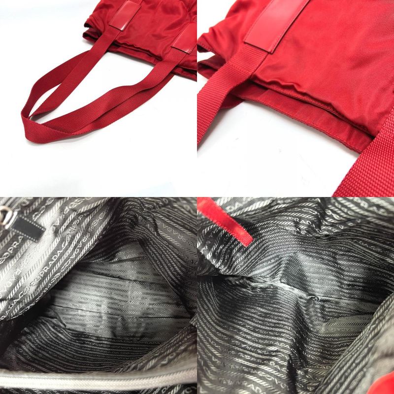 Prada Tote Bag Triangle Plate Nylon Red