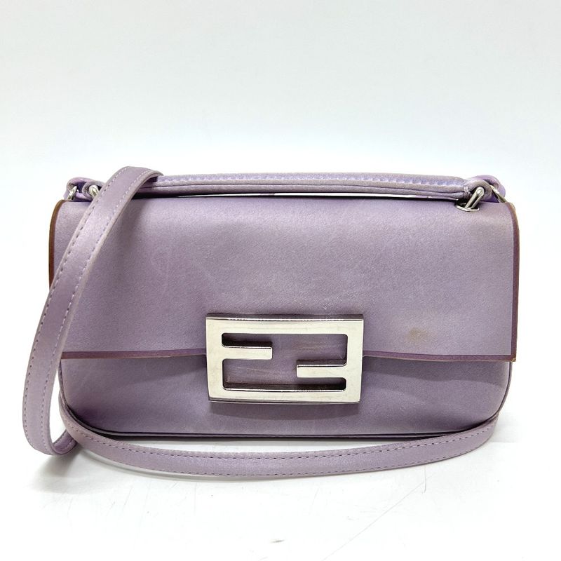 Fendi Shoulder Bag Baguette Smart Phone Pouch 7as142 Satin Purple