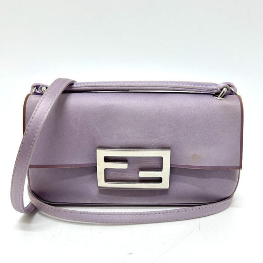 Fendi Shoulder Bag Baguette Smart Phone Pouch 7as142 Satin Purple